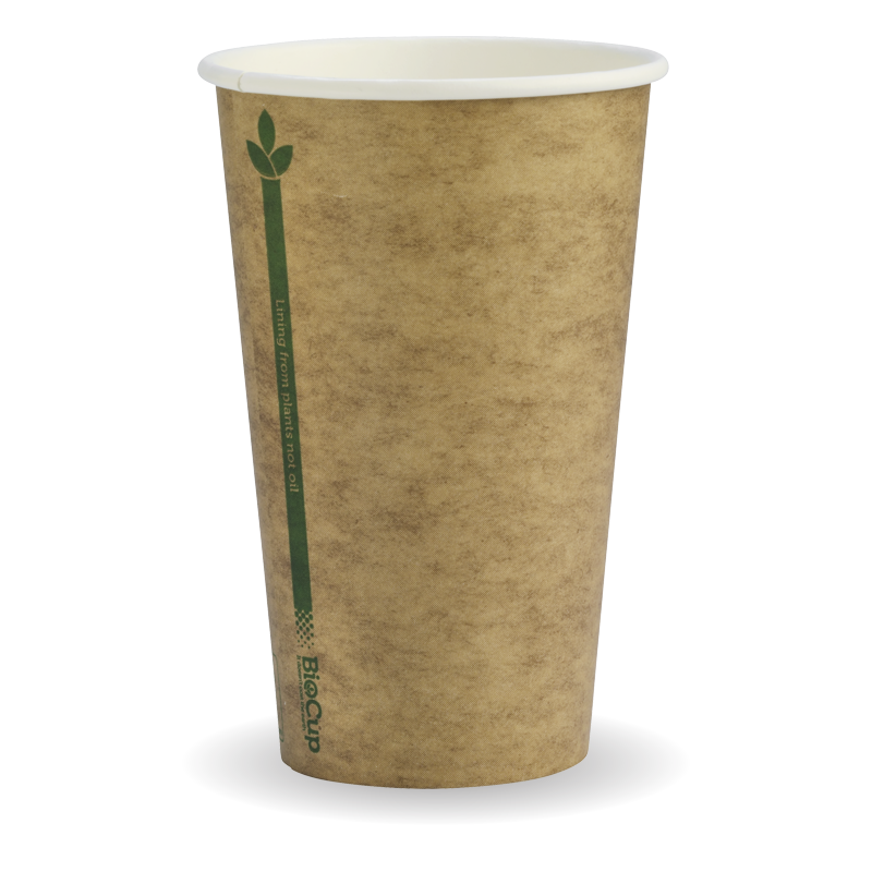 Biocup Single Wall - Kraft with Green Line, 12oz, 80mm (Box of 1000) from BioPak. Compostable, made out of Paper and Bioplastic and sold in boxes of 1. Hospitality quality at wholesale price with The Flying Fork!