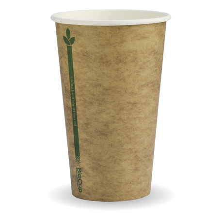 Biocup Single Wall - Kraft with Green Line, 12oz, 80mm (Box of 1000) from BioPak. Compostable, made out of Paper and Bioplastic and sold in boxes of 1. Hospitality quality at wholesale price with The Flying Fork!