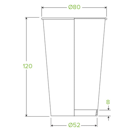 350ml (12oz) (80mm) cup (fits small lids) - kraft green stripe - Carton of 1000 units
