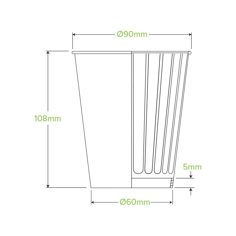 Biocup Double Wall - Kraft with Green Stripe, 12oz (Box of 1000): Pack of 1