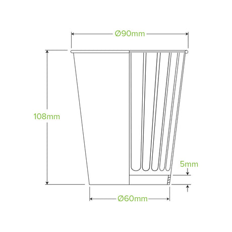 Biocup Double Wall - Kraft with Green Stripe, 12oz (Box of 1000): Pack of 1
