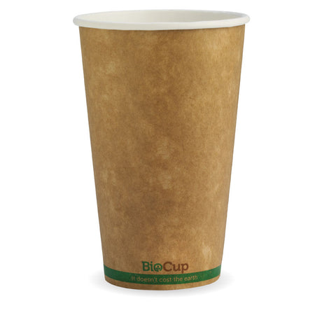 Biocup Single Wall - Kraft with Green Stripe, 16oz (Box of 1000) from BioPak. Compostable, made out of Paper and Bioplastic and sold in boxes of 1. Hospitality quality at wholesale price with The Flying Fork!