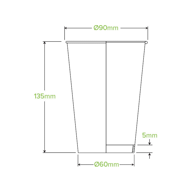 460ml (16oz) cup (fits large lids) - kraft green stripe - Carton of 600 units
