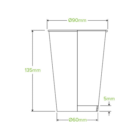 460ml (16oz) cup (fits large lids) - kraft green stripe - Carton of 600 units