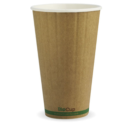 Biocup Double Wall - Kraft with Green Stripes, 16oz (Box of 600) from BioPak. Compostable, made out of Paper and Bioplastic and sold in boxes of 1. Hospitality quality at wholesale price with The Flying Fork!