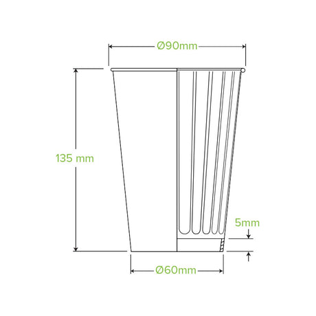 390ml (12oz) cup (fits large lids) - kraft green stripe - Carton of 1000 units