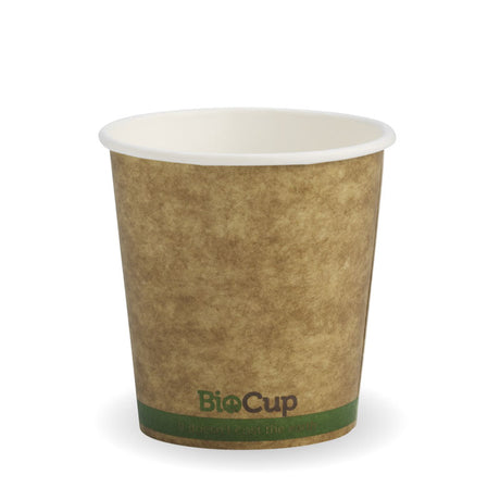 Biocup Single Wall - Kraft with Green Stripe, 4oz (Box of 2000) from BioPak. Compostable, made out of Paper and Bioplastic and sold in boxes of 1. Hospitality quality at wholesale price with The Flying Fork!