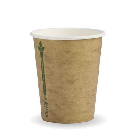 Biocup Single Wall - Kraft with Green Line, 8oz (Box of 1000) from BioPak. Compostable, made out of Paper and Bioplastic and sold in boxes of 1. Hospitality quality at wholesale price with The Flying Fork!