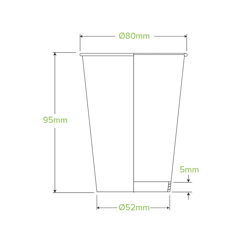 280ml (8oz) cup (fits small lids) - printed kraft-look green line - Carton of 1000 units