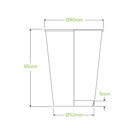 280ml (8oz) cup (fits small lids) - printed kraft-look green line - Carton of 1000 units