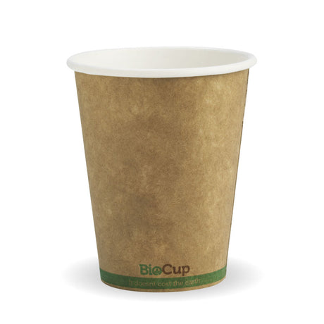 Biocup Single Wall - Kraft with Green Stripe, 8oz (Box of 1000) from BioPak. Compostable, made out of Paper and Bioplastic and sold in boxes of 1. Hospitality quality at wholesale price with The Flying Fork!