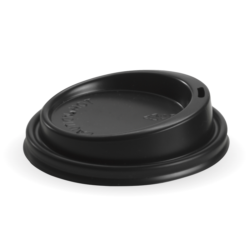 PS Large Lid - 8, 12, 16 And 20oz, 90mm, Black (Box of 1000) from BioPak. Compostable, made out of Bioplastic and sold in boxes of 1. Hospitality quality at wholesale price with The Flying Fork!