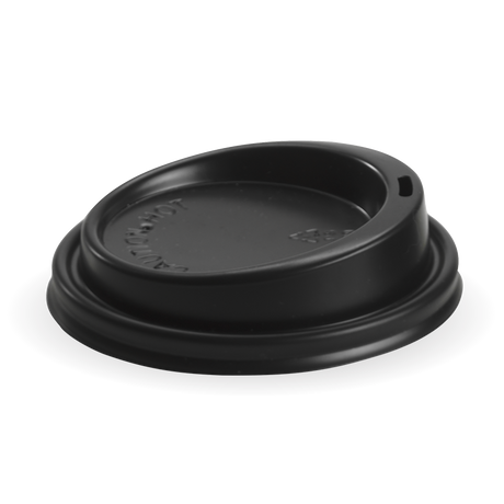 PS Large Lid - 8, 12, 16 And 20oz, 90mm, Black (Box of 1000) from BioPak. Compostable, made out of Bioplastic and sold in boxes of 1. Hospitality quality at wholesale price with The Flying Fork!