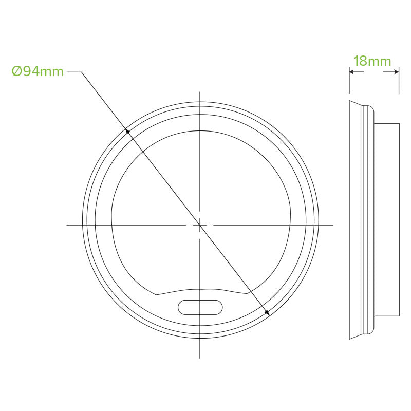 PLA Large Lid - 8, 12, 16 And 20oz, 90mm, Opaque (Box of 1000): Pack of 1