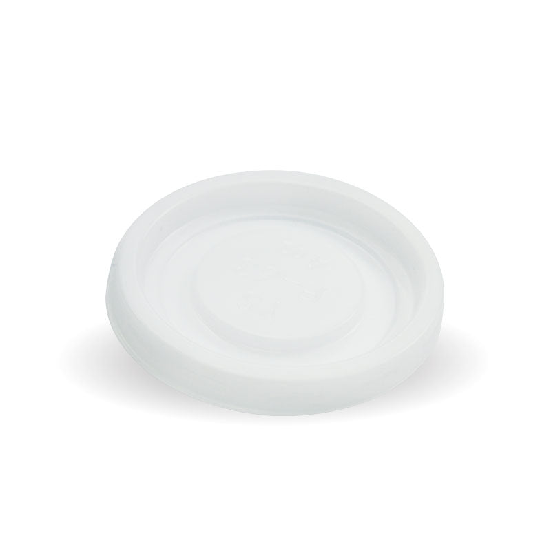 PS Lid - 4oz, No Hole, White (Box of 1000) from BioPak. Compostable, made out of Bioplastic and sold in boxes of 1. Hospitality quality at wholesale price with The Flying Fork!