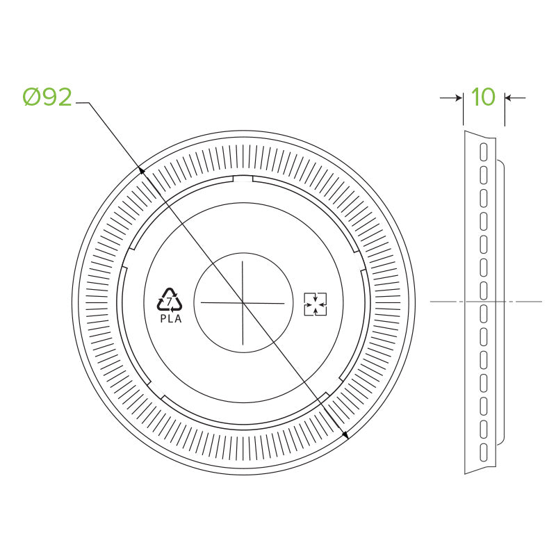 PLA Lid with x-Slot - Clear, to fit Cold Paper Cups (Box of 2000): Pack of 1