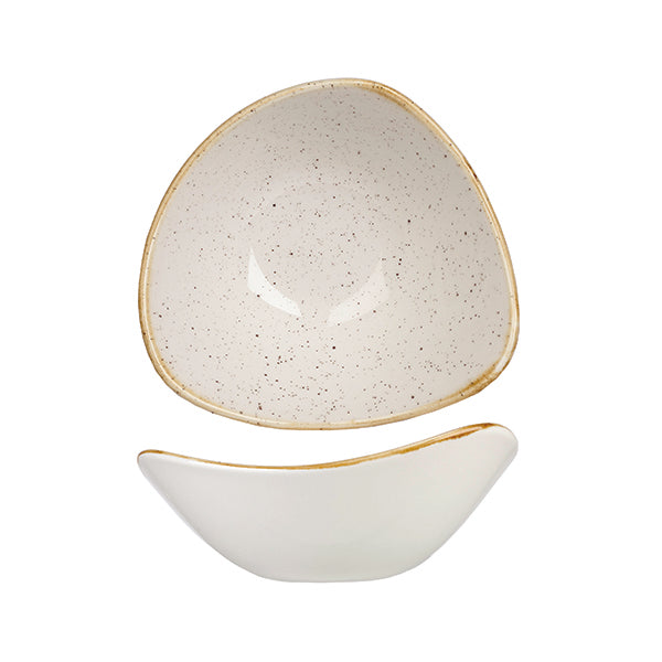 Triangular Bowl - 153mm, Barley White, Stonecast from Churchill. made out of Porcelain and sold in boxes of 6. Hospitality quality at wholesale price with The Flying Fork!