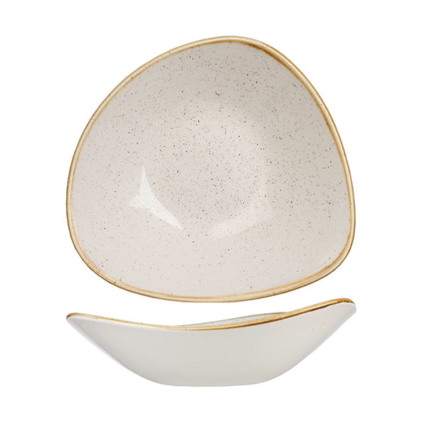 Triangular Bowl - 230mm, Barley White, Stonecast from Churchill. Vitrified, made out of Porcelain and sold in boxes of 6. Hospitality quality at wholesale price with The Flying Fork!