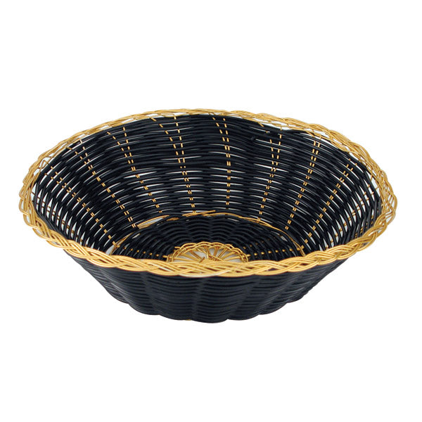 Bread Basket - Pp, Round, Black & Gold, 200mm from TheFlyingFork. Sold in boxes of 1. Hospitality quality at wholesale price with The Flying Fork!