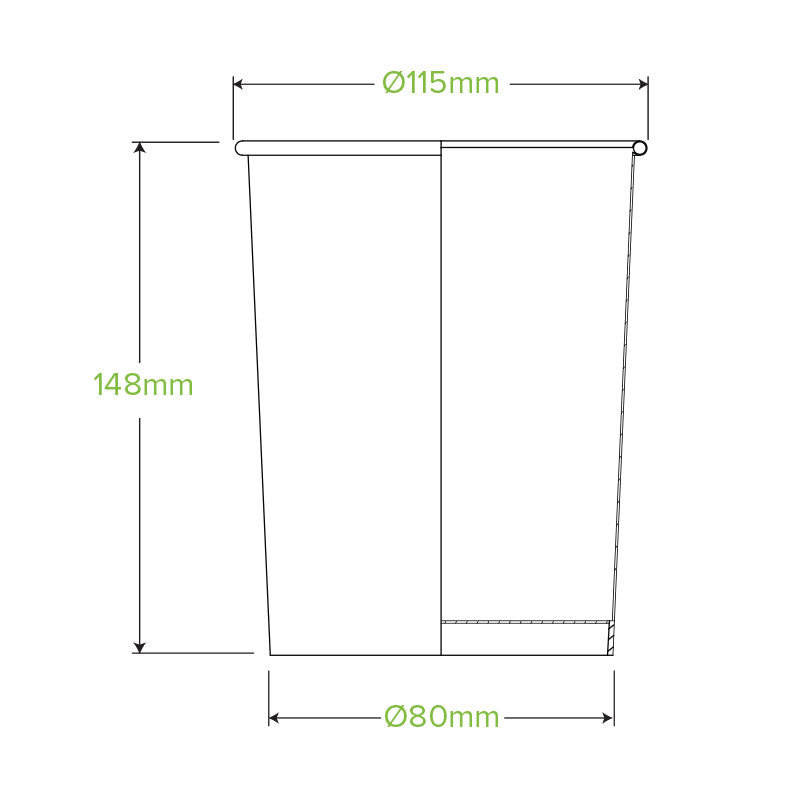 950ml Bowl - White with Green stripe - Carton of 500 units