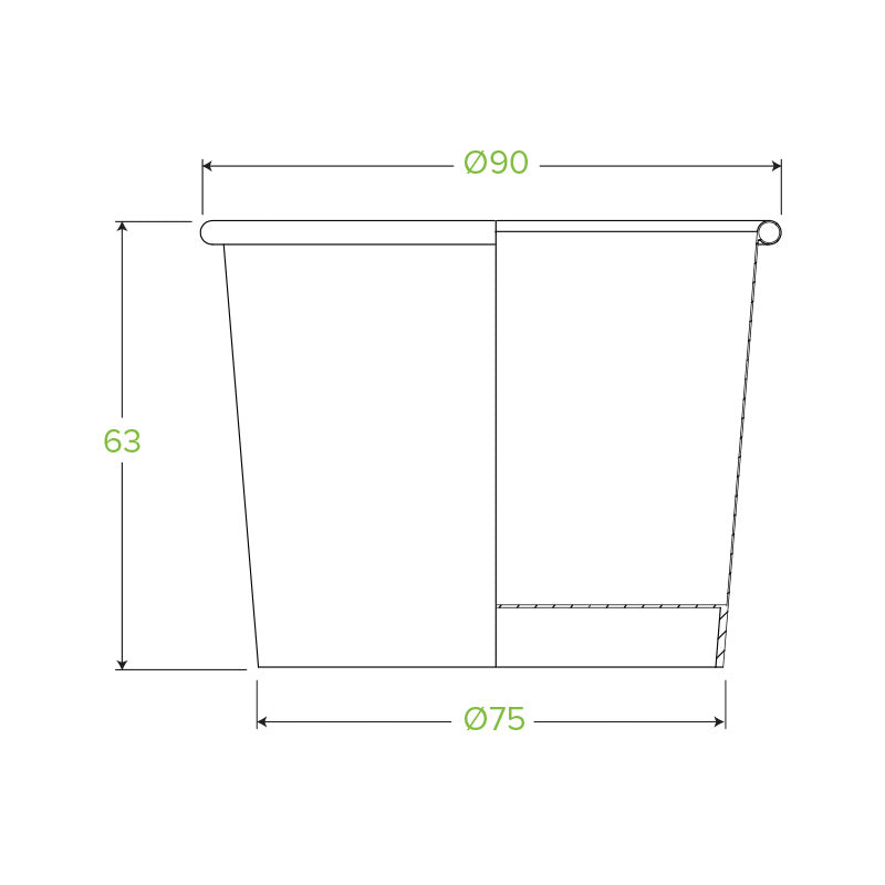 250ml (8oz) bowl - White with Green stripe - Carton of 1,000 units