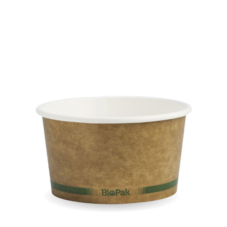 Biobowl - Kraft with Green Stripe, 12oz (Box of 500) from BioPak. Compostable, made out of Paper and Bioplastic and sold in boxes of 1. Hospitality quality at wholesale price with The Flying Fork!