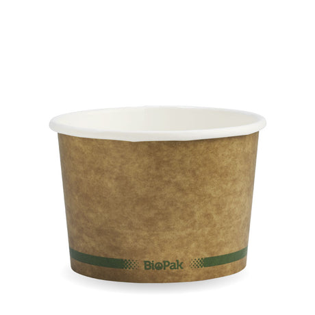 Biobowl - Kraft with Green Stripe, 16oz (Box of 500) from BioPak. Compostable, made out of Paper and Bioplastic and sold in boxes of 1. Hospitality quality at wholesale price with The Flying Fork!