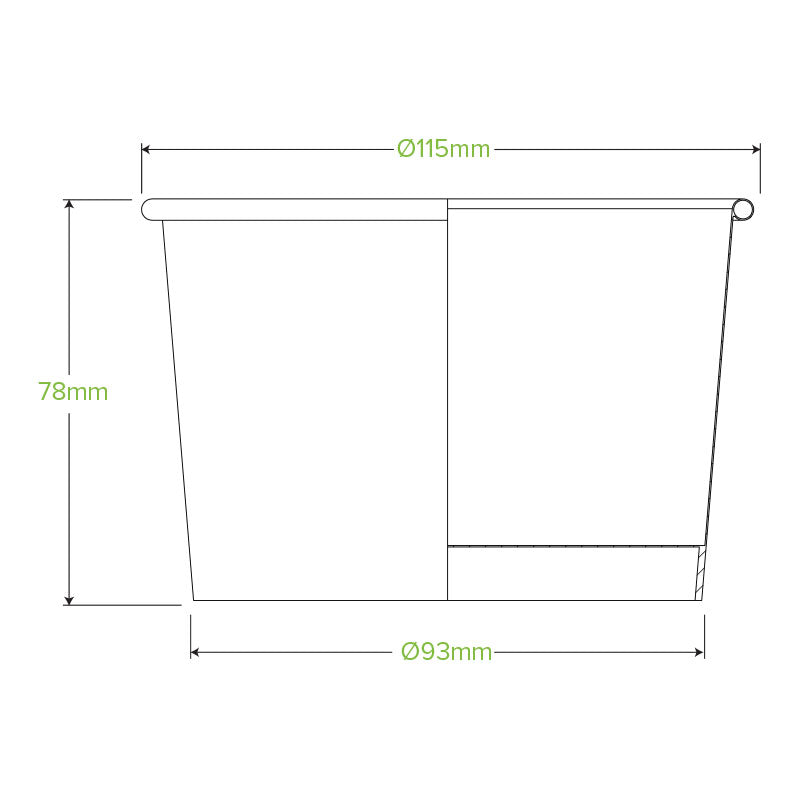 550ml Bowl - Kraft with Green stripe - Carton of 500 units