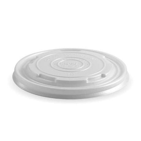 Biobowl PLA Flat Lid - Opaque, to fit 12,16, 32oz (Box of 500) from BioPak. Compostable, made out of Paper and Bioplastic and sold in boxes of 1. Hospitality quality at wholesale price with The Flying Fork!