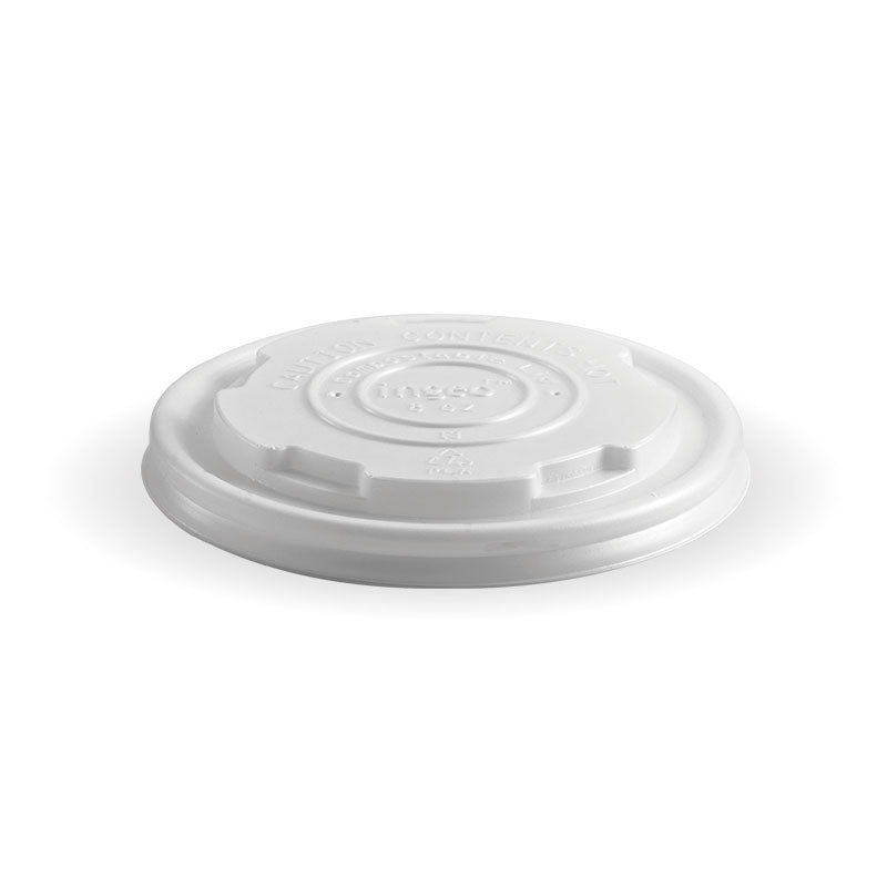 Biobowl PLA Flat Lid - Opaque, to fit 8oz (Box of 1000) from BioPak. Compostable, made out of Paper and Bioplastic and sold in boxes of 1. Hospitality quality at wholesale price with The Flying Fork!