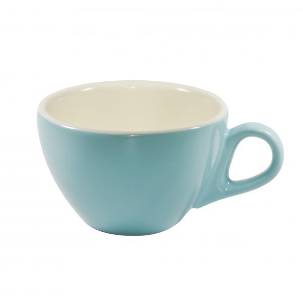 Latte Cup - 280ml, Maya Blue-White from Brew. made out of Stoneware and sold in boxes of 6. Hospitality quality at wholesale price with The Flying Fork!