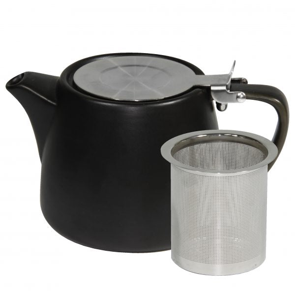 Stackable Teapot - with S-S Infuser-Lid, 500ml, Smoke from Brew. made out of Stoneware and sold in boxes of 2. Hospitality quality at wholesale price with The Flying Fork!