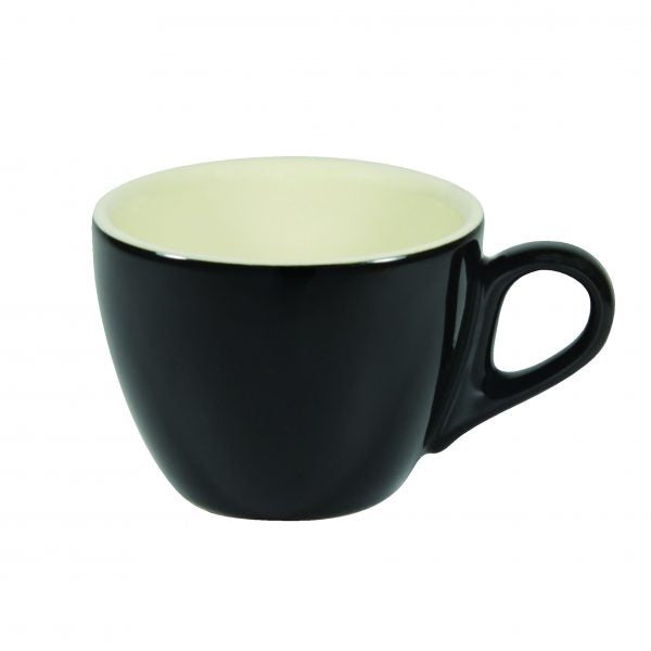 Large Flat Cup - 220ml, Onyx-White from Brew. made out of Stoneware and sold in boxes of 6. Hospitality quality at wholesale price with The Flying Fork!