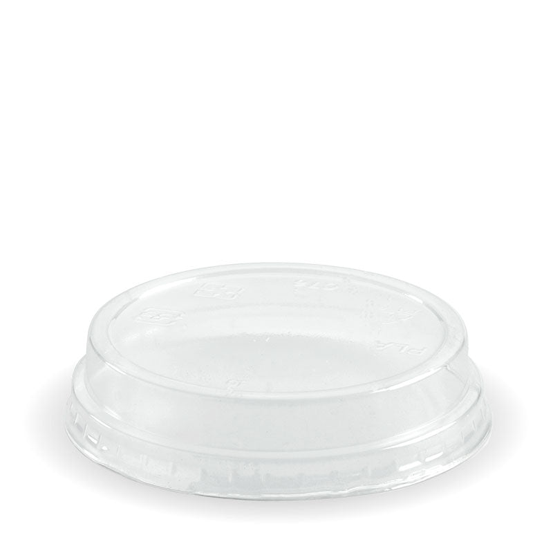 Lid to fit 60-280ml Clear Cups (Box of 2000) from BioPak. Compostable, made out of Bioplastic and sold in boxes of 1. Hospitality quality at wholesale price with The Flying Fork!