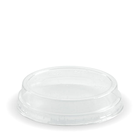 Lid to fit 60-280ml Clear Cups (Box of 2000) from BioPak. Compostable, made out of Bioplastic and sold in boxes of 1. Hospitality quality at wholesale price with The Flying Fork!