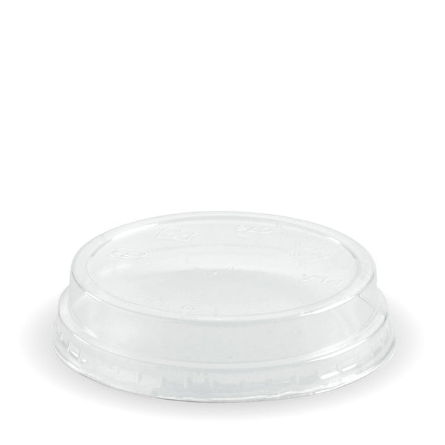 Lid to fit 60-280ml Clear Cups (Box of 2000) from BioPak. Compostable, made out of Bioplastic and sold in boxes of 1. Hospitality quality at wholesale price with The Flying Fork!