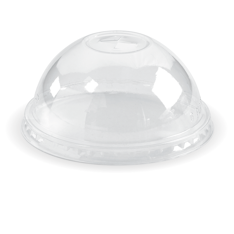 Biocup Dome Lid with x-Slot to fit 300- to 700ml Clear Cups (Box of 1000) from BioPak. Compostable, made out of Bioplastic and sold in boxes of 1. Hospitality quality at wholesale price with The Flying Fork!