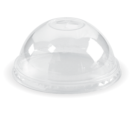 Biocup Dome Lid with x-Slot to fit 300- to 700ml Clear Cups (Box of 1000) from BioPak. Compostable, made out of Bioplastic and sold in boxes of 1. Hospitality quality at wholesale price with The Flying Fork!