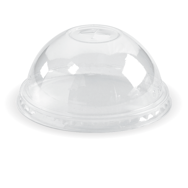 Biocup Dome Lid with x-Slot to fit 300- to 700ml Clear Cups (Box of 1000) from BioPak. Compostable, made out of Bioplastic and sold in boxes of 1. Hospitality quality at wholesale price with The Flying Fork!