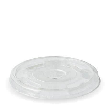 Biocup Flat Lid with x-Slot to fit 300-700ml Clear Cup (Box of 1000) from BioPak. Compostable, made out of Bioplastic and sold in boxes of 1. Hospitality quality at wholesale price with The Flying Fork!