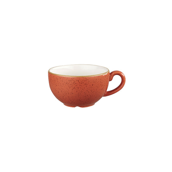 Cappuccino cup - 227mL, Spiced Orange, stonecast from Churchill. made out of Porcelain and sold in boxes of 6. Hospitality quality at wholesale price with The Flying Fork!