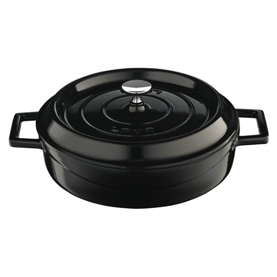 Casserole - Low, Black, 240mm from Lava. Sold in boxes of 1. Hospitality quality at wholesale price with The Flying Fork!