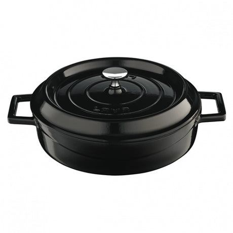 Casserole - Low, Black, 240mm from Lava. Sold in boxes of 1. Hospitality quality at wholesale price with The Flying Fork!