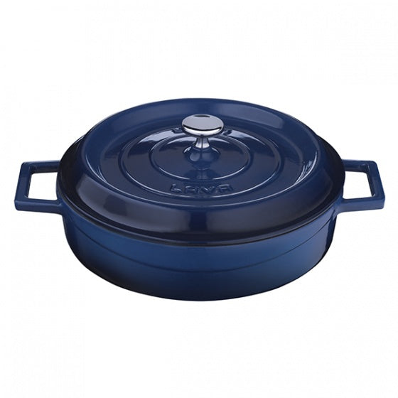 Casserole - Low, Blue, 240mm from Lava. Sold in boxes of 1. Hospitality quality at wholesale price with The Flying Fork!