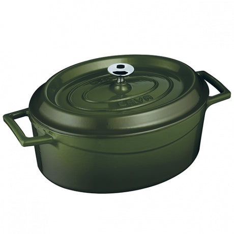 Casserole - Oval, Green, 250mm from Lava. Sold in boxes of 1. Hospitality quality at wholesale price with The Flying Fork!