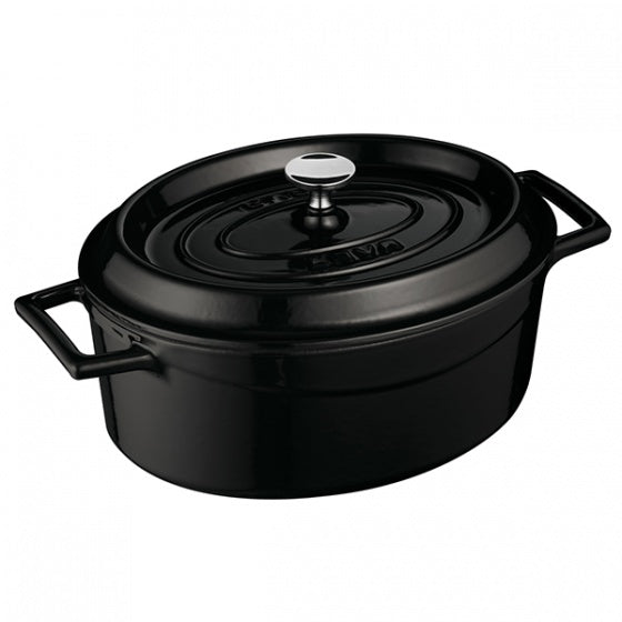 Casserole - Oval, Black, 290mm from Lava. Sold in boxes of 1. Hospitality quality at wholesale price with The Flying Fork!