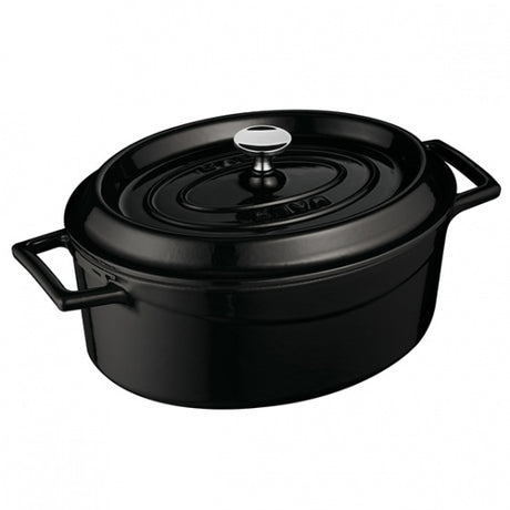 Casserole - Oval, Black, 290mm from Lava. Sold in boxes of 1. Hospitality quality at wholesale price with The Flying Fork!