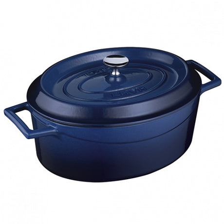 Casserole - Oval, Blue, 290mm from Lava. Sold in boxes of 1. Hospitality quality at wholesale price with The Flying Fork!
