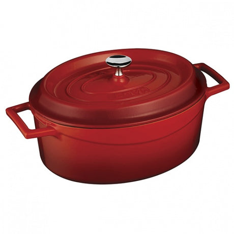 Casserole - Oval, Red, 290mm from Lava. Sold in boxes of 1. Hospitality quality at wholesale price with The Flying Fork!