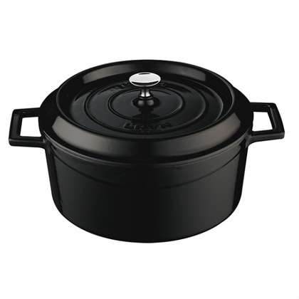 Casserole - Round, Black, 200mm from Lava. Sold in boxes of 1. Hospitality quality at wholesale price with The Flying Fork!